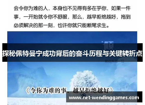探秘佩特曼宁成功背后的奋斗历程与关键转折点