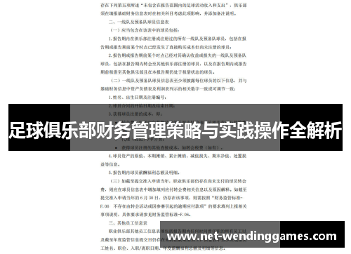 足球俱乐部财务管理策略与实践操作全解析 足球俱乐部财务管理策略与实践操作全解析